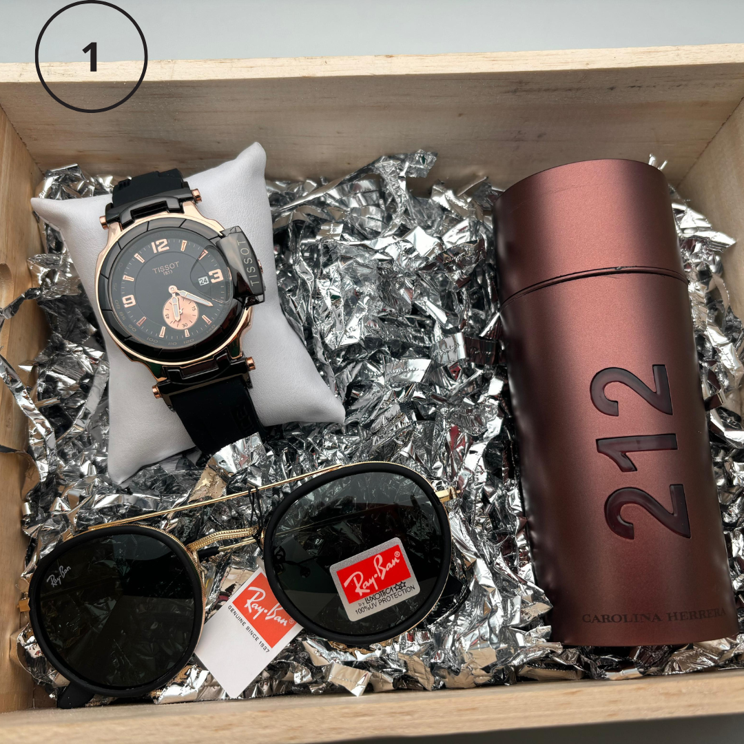 Combo Tissot+ Perfume+ Gafas Ray-Ban